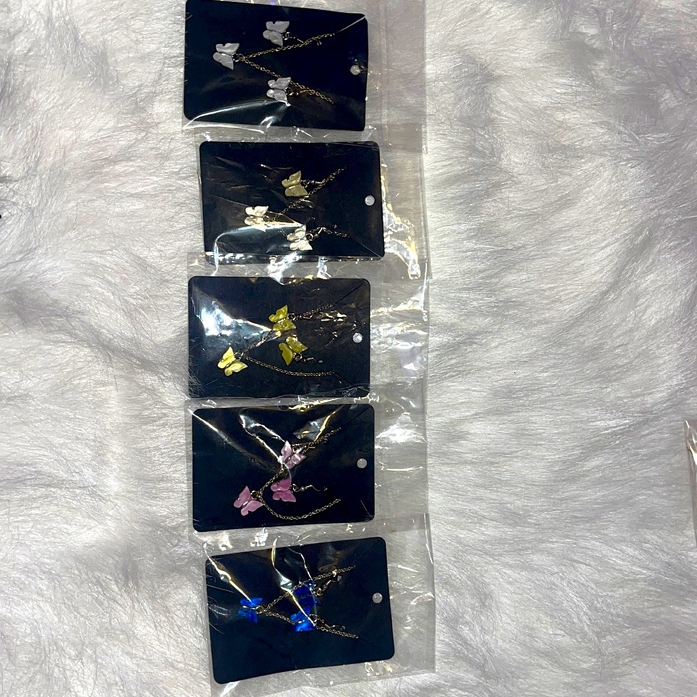 Homemade silver butterfly Necklace and Earring Set